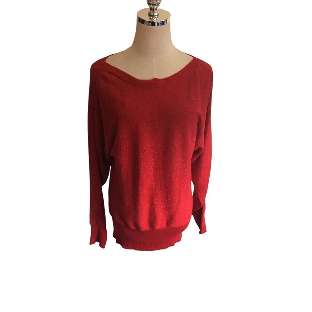 Joseph A Sweater Women's Size XL Red Glitter Long Sleeve Round Neck